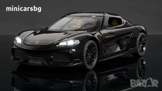 ⚫ Koenigsegg Gemera 1:32 Черна – спортна количка със светлини и звук