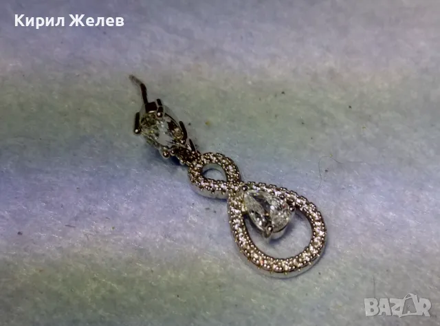 АЖУРНА СКЪПОЦЕННА ОБЕЦА РОДИРАНА БЛАГОРОДНА СТОМАНА с ФАСЕТИРАНИ БЛЕСТЯЩИ ЦИРКОНИ 49878, снимка 4 - Обеци - 49510899