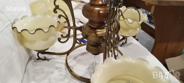 Ретро полилей - с 4 бр. осветителни тела, снимка 6 - Полилеи - 48227829