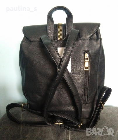 Дамска кожена раница / нова / със златисти орнаменти , снимка 4 - Раници - 36235116