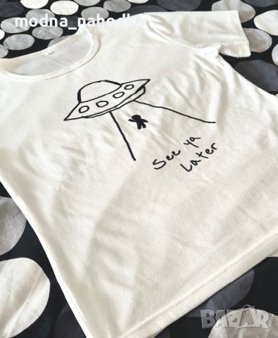 Бяла тениска с космически кораб , снимка 2 - Тениски - 41328855