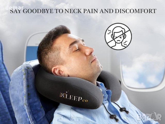 SleepCo - Възглавница за врат при пътуване + тапи за уши, маска за спане и одеяло, снимка 2 - Възглавници - 44391562