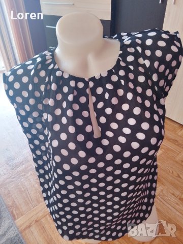 Блузка в тъмно синьо на бели точки, снимка 3 - Тениски - 41673700
