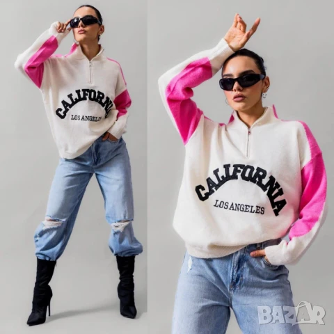 Пуловер с поло яка  