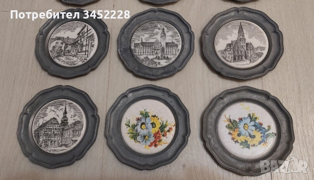 чинийки калаени с порцелан винтидж за ценители 16 броя , снимка 3 - Антикварни и старинни предмети - 52496852