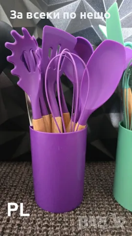 Комплект кухненски прибори със стабилна дървена дръжка от 12 части Код P176, снимка 2 - Прибори за хранене, готвене и сервиране - 49455646