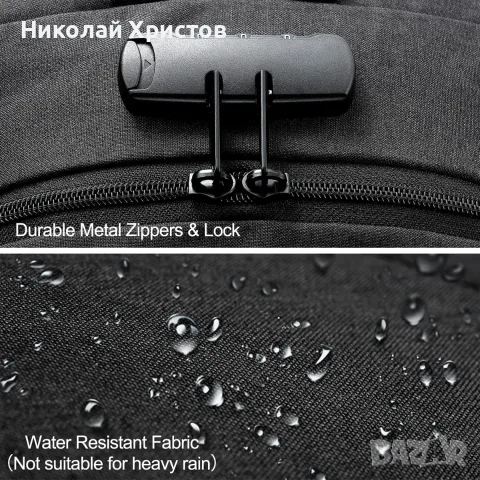Чисто нова Мъжка Раница за Лаптоп 17.3" Tzowla – Водоустойчива, USB & Катинар, снимка 4 - Раници - 56082438