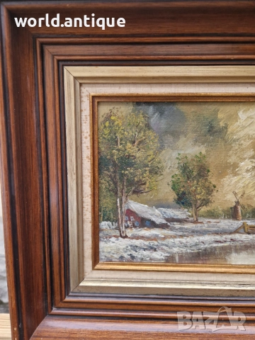 Страхотна антикварна белгийска авторска майсторска картина масло върху платно , снимка 7 - Картини - 52990679