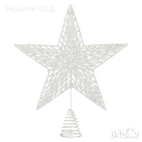 Връх за коледна елха, звезда, бял, 33см, снимка 2 - Декорация за дома - 47940459