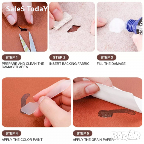 Боя за кожа, Комплект за ремонт на кожени салони - кафяв VISBELLA, снимка 6 - Аксесоари и консумативи - 35297269