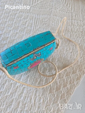 Ръчно изработена дамска чанта, мозайка, снимка 5 - Чанти - 51316226