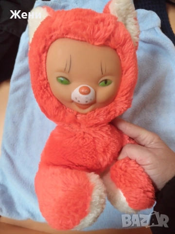 Стара източногерманска ретро винтидж плюшена играчка с гумено лице, снимка 5 - Плюшени играчки - 46795594