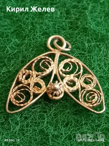 Винтидж сребърен филигранен медальон майсторска ръчна изработка 34295, снимка 2 - Колиета, медальони, синджири - 52708048