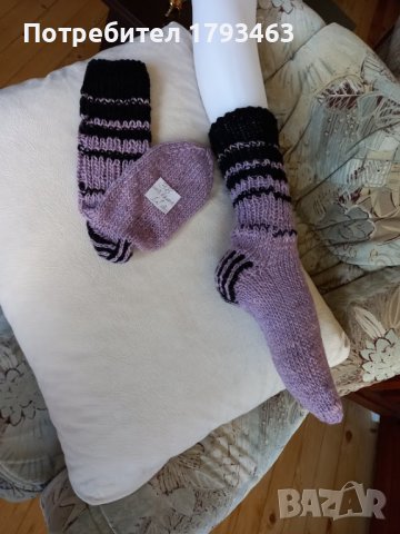 Ръчно плетени дамски чорапи от вълна размер 38, снимка 2 - Дамски чорапи - 41784810