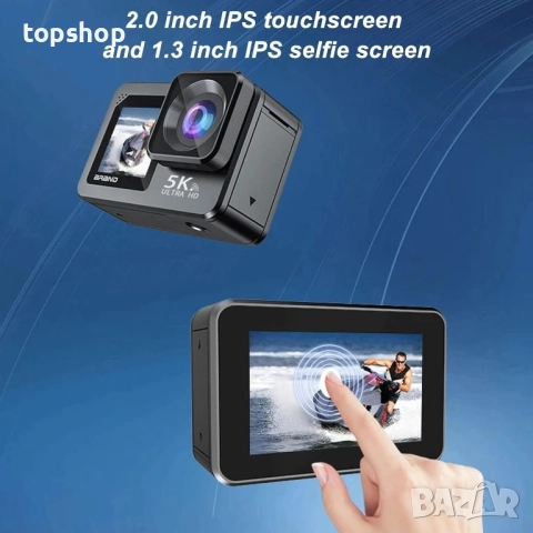 Нова 5K 30FPS 50MP Екшън камера, UHD 5M Подводна камера със 170° широкоъгълен обхват, IP68..., снимка 5 - Камери - 51595326