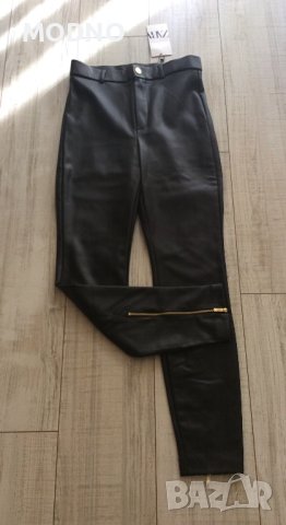 Стилен черен кожен панталон ЗАРА нов, снимка 1