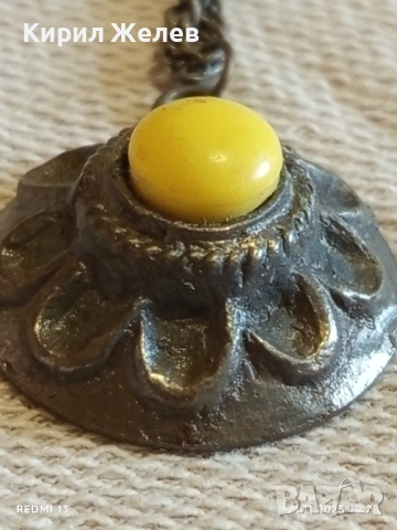 СТАР ЕТНО АРТ БРОНЗОВ МЕДАЛЬОН с БРОНЗИРАНА СТОМАНЕНА ВЕРИЖКА 31369, снимка 3 - Други ценни предмети - 52491689