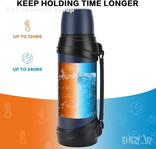 Нова Вакуумна Термо бутилка 2.5L 24 часа топло и студено неръждаема стомана, снимка 2 - Други - 53815733