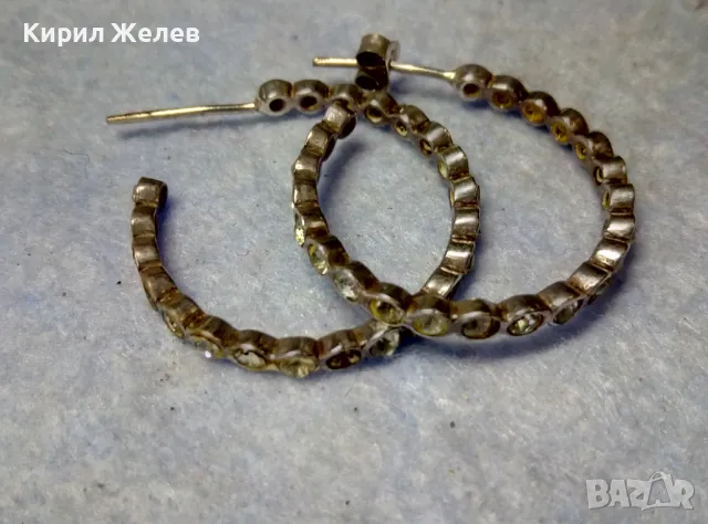 СТАРИ СТИЛНИ СКЪПОЦЕННИ СРЕБЪРНИ ОБЕЦИ СРЕБРО ВИСОКА ПРОБА с ИСКРЯЩИ ФАСЕТИРАНИ ЦИРКОНИ 48617, снимка 9 - Антикварни и старинни предмети - 49511073