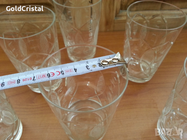 Ретро стъклени чаши с гарафа  гравирани , снимка 5 - Антикварни и старинни предмети - 36401849
