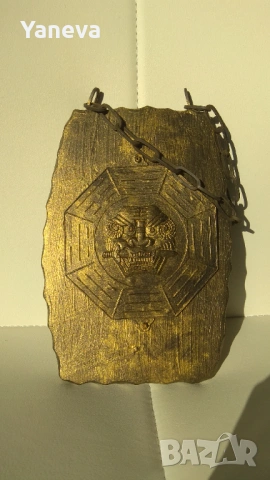 Самурайска табела с метален плакет върху дърво със синджир. , снимка 2 - Декорация за дома - 53157078