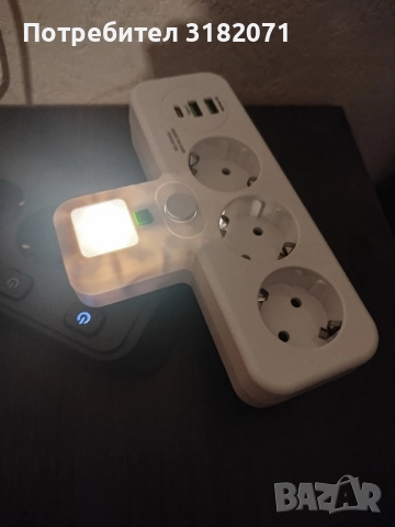 Разклонител с нощна лампа,3 гнезда и usb-та, снимка 5 - Други - 52062106