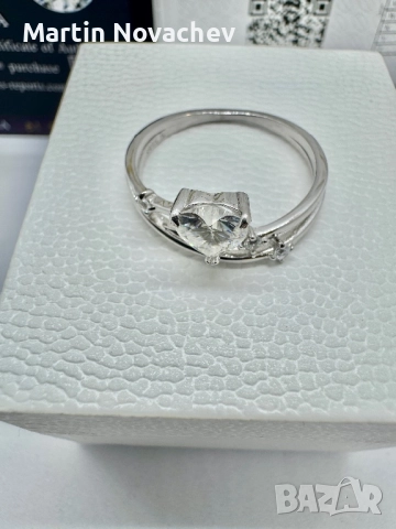 Сребърен пръстен с мойсанит (Диамант) 0.8 карата, снимка 8 - Пръстени - 51516725