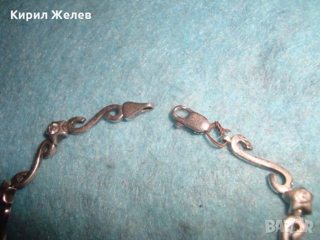 НЕЖНА СКЪПОЦЕННА СТАРА АРТ НУВО СТИЛ ГРИВНА СРЕБРО 925 с ФАСЕТИРАНИ ЦИРКОНИ ЮВЕЛИРНА ИЗРАБОТКА 25806, снимка 9 - Гривни - 35870551