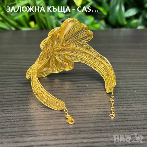 Луксозен златен комплект 14К (Проба 585) – Изключителна изработка (Гривна и Обеци), снимка 3 - Бижутерийни комплекти - 55940170