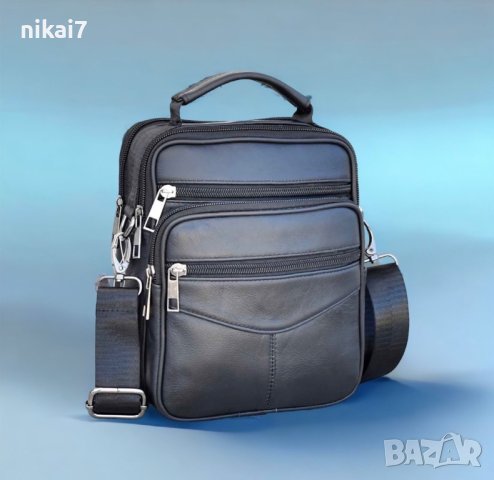 мъжка чанта от естествена кожена телешки бокс с удобна дръжка, снимка 3 - Чанти - 42056116