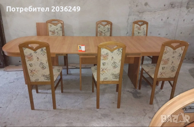 Комплект масивна разтегателна маса с 6 стола, снимка 2 - Маси - 53477246