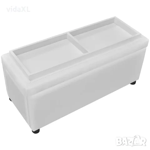 vidaXL Табуретка-ракла тип отоманка, изкуствена кожа, бяла, снимка 6 - Ракли - 56146285