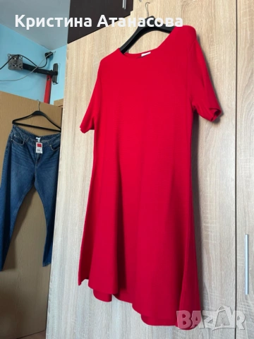 Червена рипсена рокля H&M, снимка 10 - Рокли - 52448199