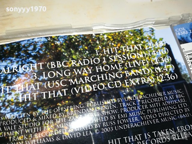 THE OFFSPING HIT THAT CD SONY MUSIC MADE IN AUSTRIA 0504231106, снимка 7 - CD дискове - 40261565