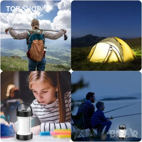 Водоустойчива Къмпинг лампа 1000lm,Power bank 2600mAh/USB/Соларно зареждане/4 режима/SOS/магнитна, снимка 6 - Къмпинг осветление - 49308729