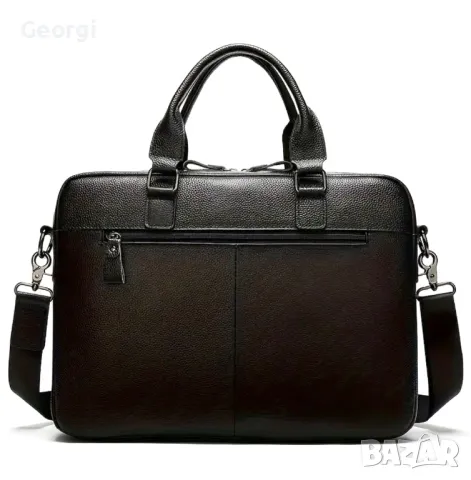 Луксозна, Елегантна и Стилна - Черна кожена чанта / Портфейли за лаптоп 15”!!, снимка 3 - Чанти - 49314995