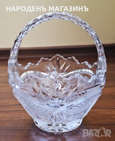T.G. Hawkes & Co. New York Голяма кристална фруктиера кошница с дръжка за плодове бонбониера кристал, снимка 5 - Други ценни предмети - 53816129