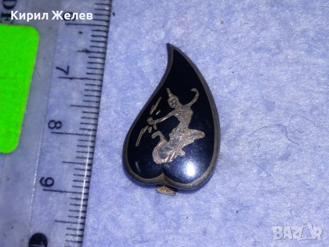 СТАРИННА СЪРЦЕВИДНА СРЕБЪРНА РЪЧНО ОРНАМЕНТИРАНА АВТОРСКА КЛИПС ОБЕЦА СРЕБРО SIAM 800 с НИЕЛО 22011 , снимка 7 - Антикварни и старинни предмети - 40762030