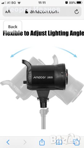 Andoer LM60Bi Преносима LED запълваща светлина за фотография 60W Студийна видео светлина 3000K-5600K, снимка 3 - Светкавици, студийно осветление - 41097702