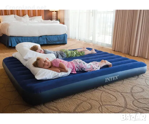 Надуваем матрак Intex Classic Downy, 137 х 191 х 25 см, Fiber-Tech, плюшен, PVC, син, снимка 2 - Надуваеми легла - 50087874