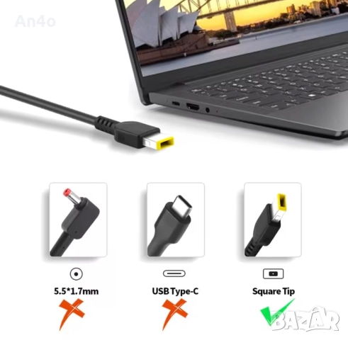 Зарядно 20V 3.25A 65W USB за Lenovo G500 G505 G400 G410 G400 и други, снимка 2 - Лаптоп аксесоари - 51862289