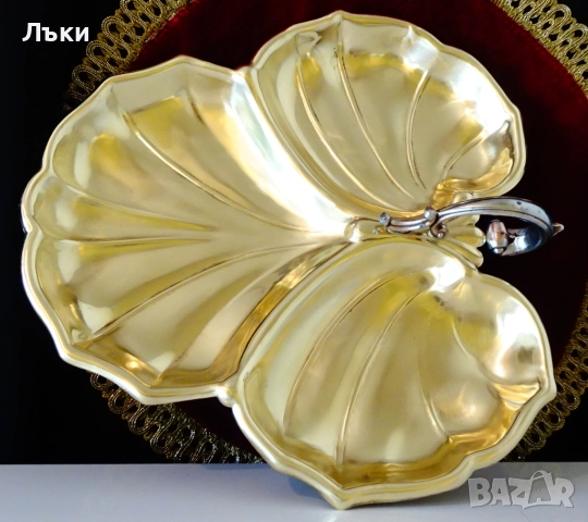 Бронзово плато лозов лист 27 см.,440 гр. 