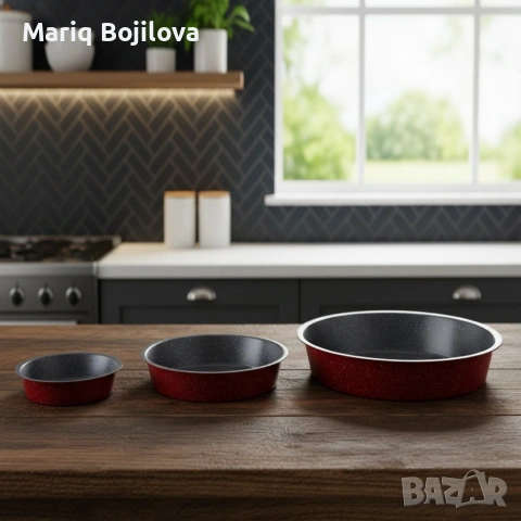 Премиум кръгла тава с мраморно покритие – идеална за сладкиши и печени ястия, снимка 3 - Съдове за готвене - 53302060