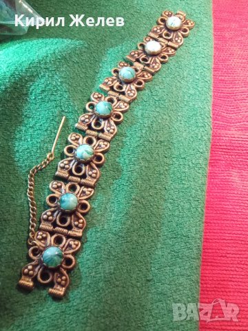 ВЪЗРОЖДЕНСКА БРОНЗОВА ЕТНО ГРИВНА с НАТУРАЛНИ ШЛИФОВАНИ СКЪПОЦЕННИ КАМЪНИ ТУРМАЛИН МАЙСТОРСКА 23471, снимка 5 - Антикварни и старинни предмети - 33846568