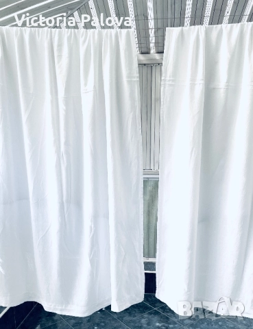 Две бели ленени (100%) пердета 2 броя, снимка 4 - Пердета и завеси - 51572673