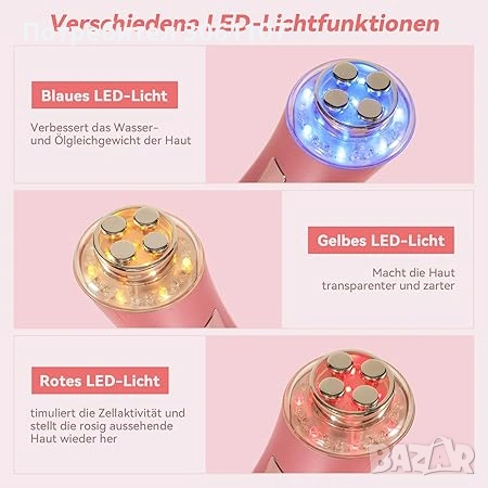 CARER SPARK Масажор за лице против бръчки, RF с 3 LED светлини, EMS, снимка 5 - Други - 53594466