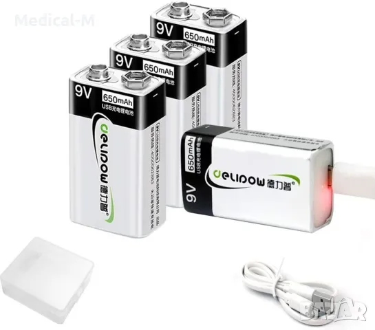 Батерия 9V , li-ion, зареждане tpye-C USB Акумулаторна