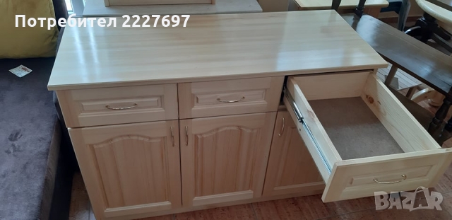 Скрин 120см. с 3 чекмеджета и 3 врати-масив, снимка 5 - Скринове - 36078547