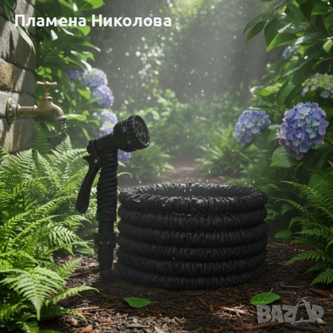 Гъвкав разтеглив градински маркуч 30м – Пълен комплект с пистолет (7 функции) и конектори, снимка 6 - Градински инструменти - 53442334