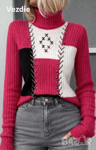 Розов дамски пуловер